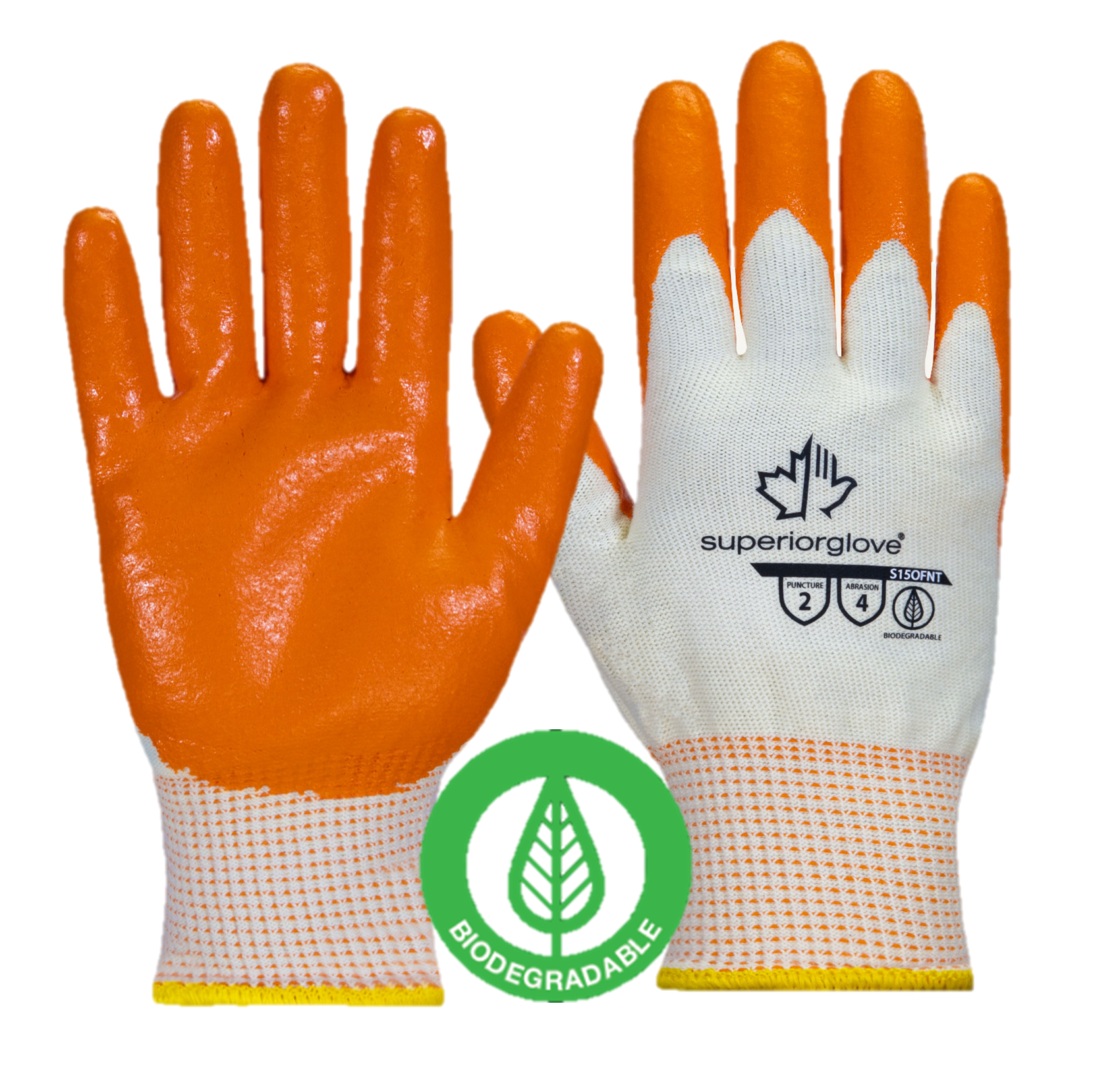 Superior Glove® Dexterity® S15OFNT Biodegradable Nitrile Coated Knit Gloves